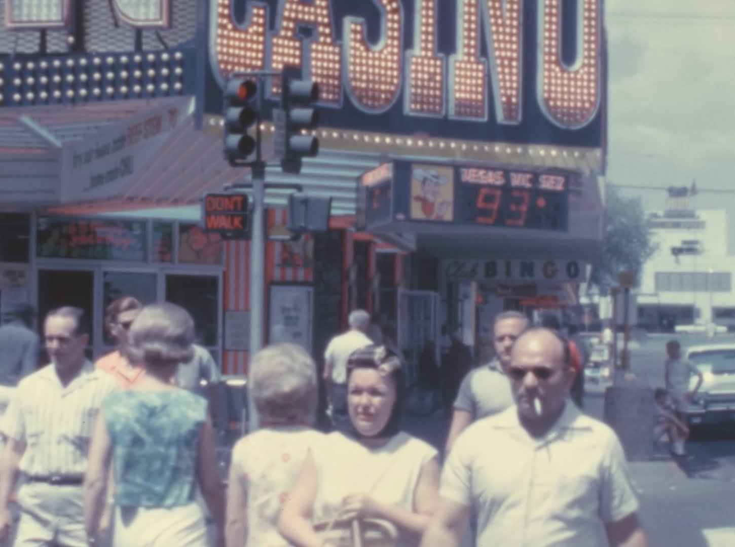 People walk in the Strip of Las Vegas in the 1960s