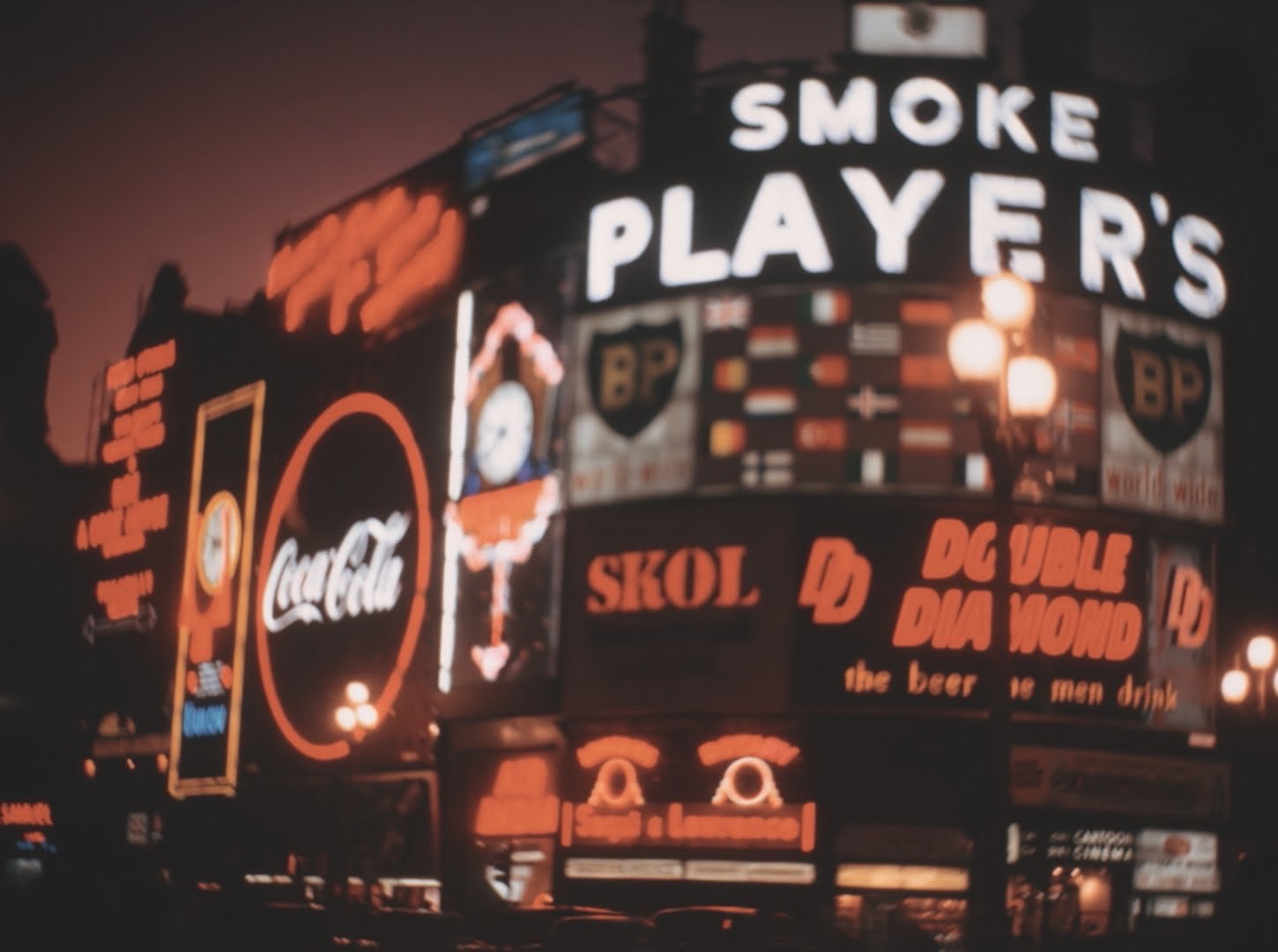 Billboard in Piccadilly Circus in London in the 1960s.