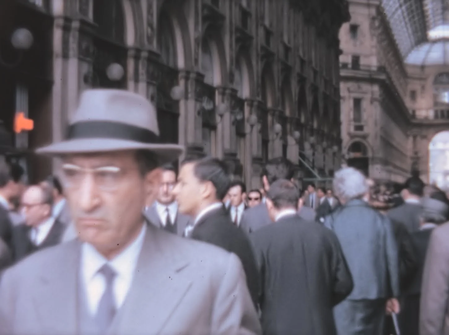 People walk in the Galleria Centrale in Milan in the 1960s