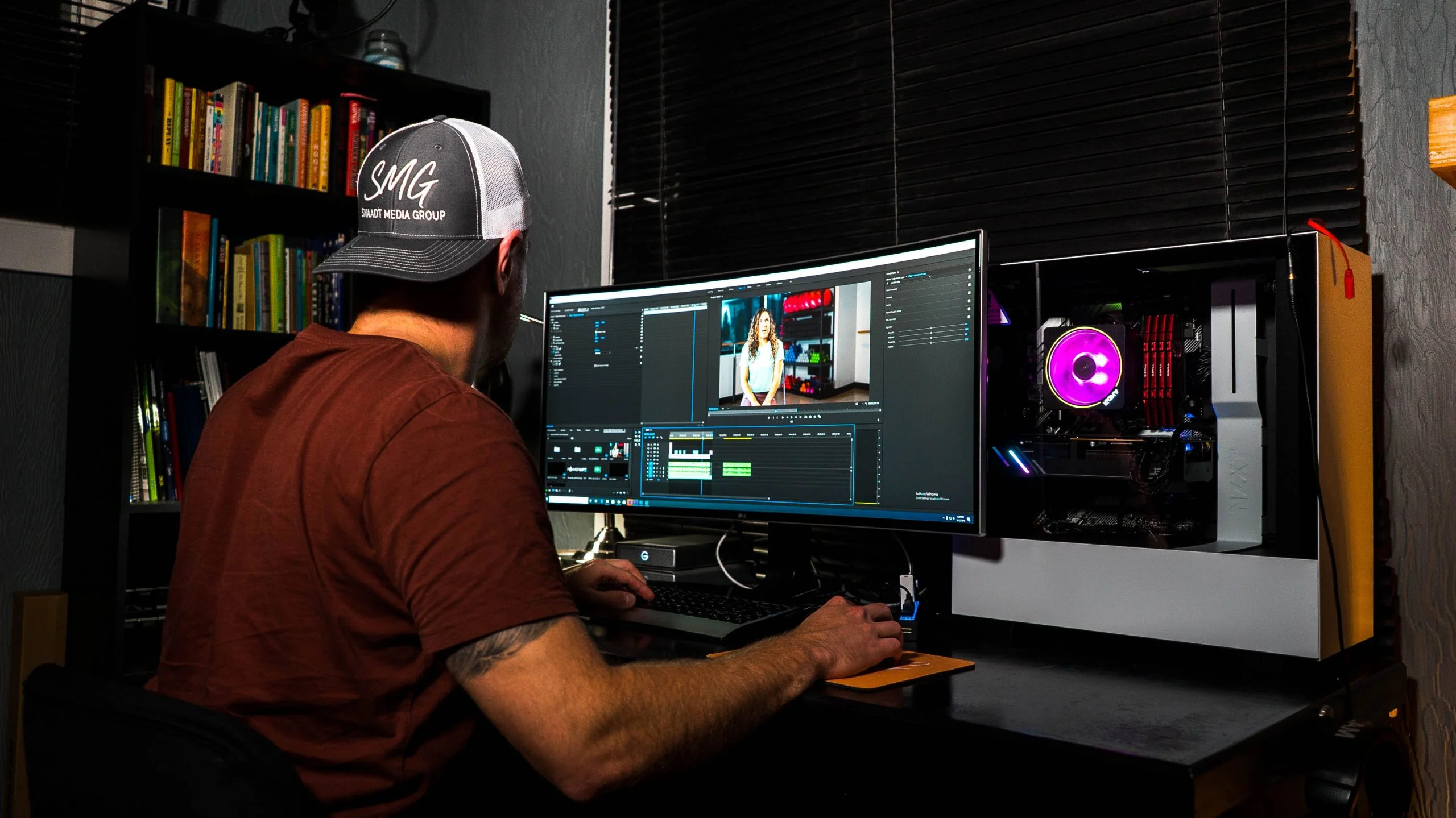 An editor while working on his computer during the editing